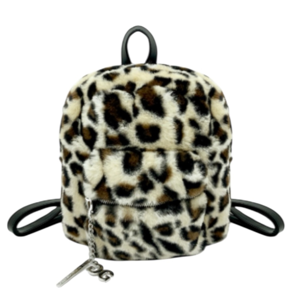 Gilda Paris Leopard Print Fur Messenger‎ Backpack On Trend Fashionable Statement